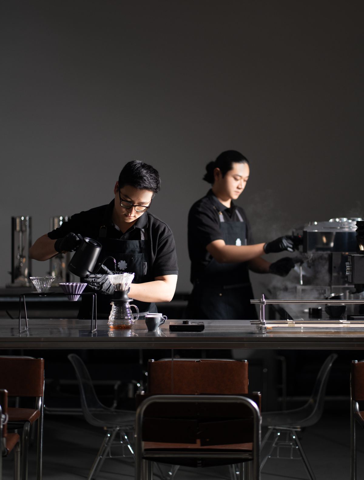 Baristas at the brew bar