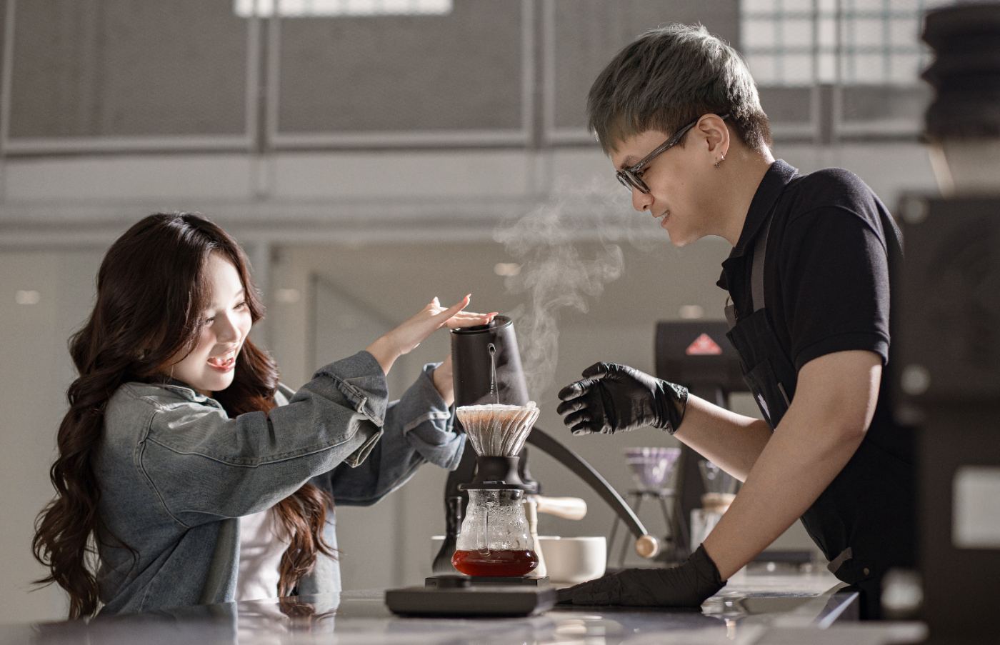 Barista serving a guest