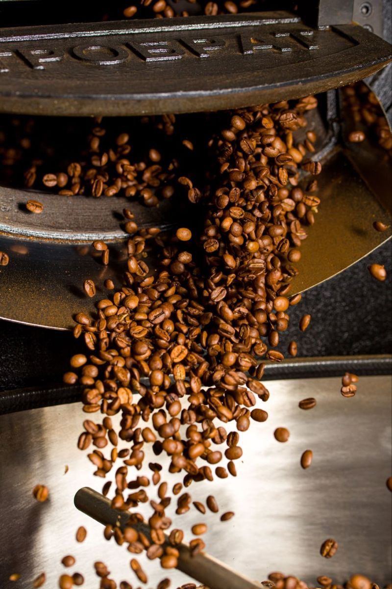 Beans falling out of the roaster
